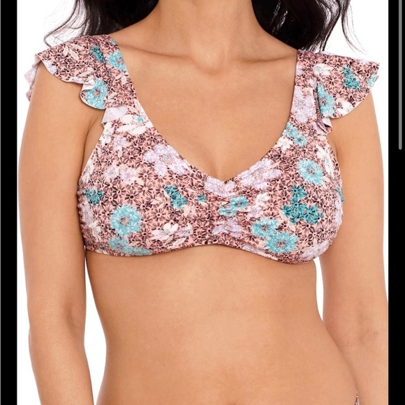 Time and Tru Other - NWT Time and Tru Women’s Print Ruffle Bikini Top